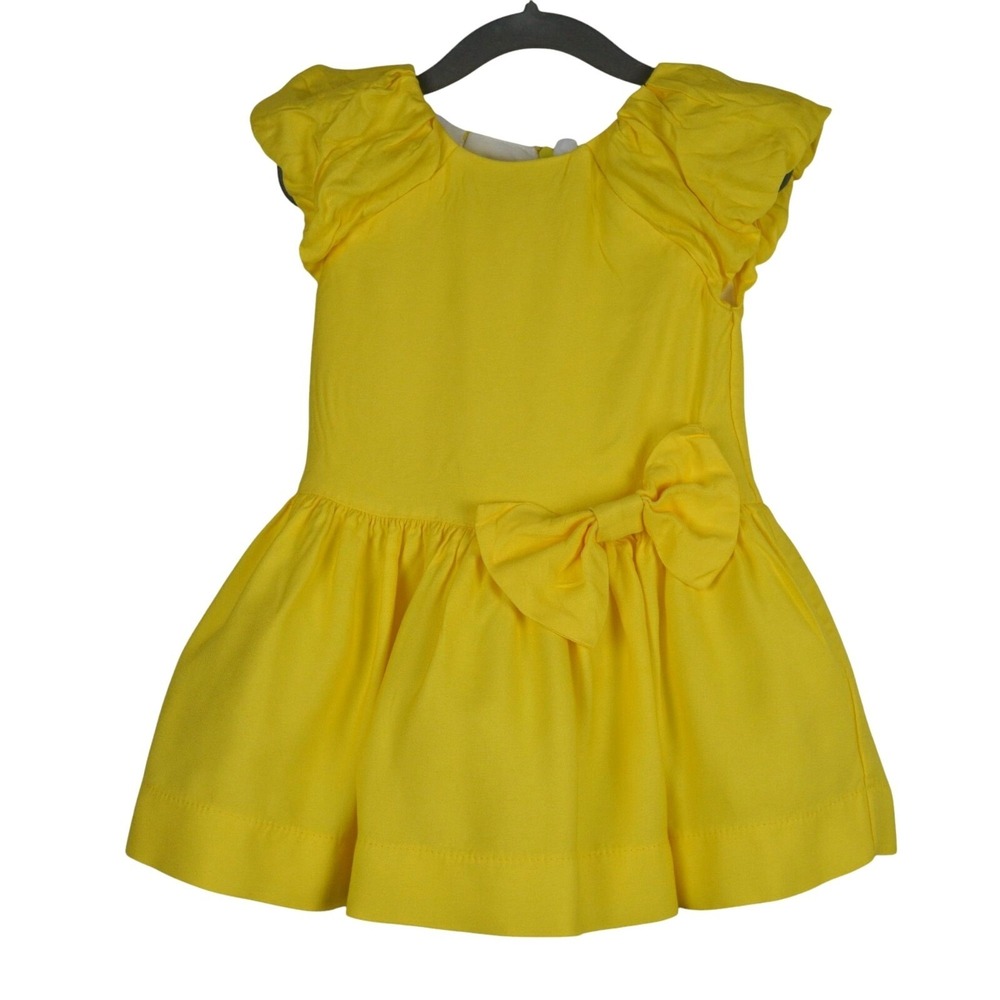 Mayoral Yellow Flutter‎ Sleeve Bow Dress Baby Toddler Girl Special Occasion 2T